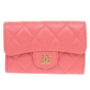 Like New Chanel Matelassé Coco Mark Caviar Leather Card Case (Serial Number 2...